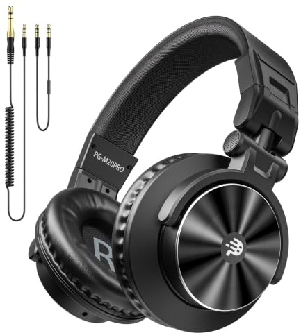 P PUPGSIS Auriculares in-ear M20 Pro Studio con controladores de 50 mm, auriculares profesionales de monitor DJ de 32Ω para grabación/mezcla, cables dobles desmontables (3000 mm + 1200 mm