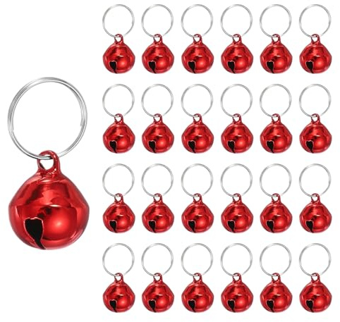 PATIKIL 24 Campanellini Per Cani Mini Campanelli Per Gatti Campanellini Per Collari Di Animali Domestici Portachiavi Carini Confezione Di Metallo Sonagli Forti Per Albero Di Natale Rosso