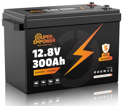 12V 300Ah LiFePO4 Lithium Battery, Deep Cycle RV LiFePO4 Battery with Low-Temp Protection, 200A BMS, 3840Wh, Max.15000 Cycles, 10-Year Lifespan for RV, Solar, Trolling Motor, Marine