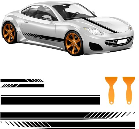 5Pcs Racing Car Stripe Decal Stickers,Car Hood Stripe Sticker with Scrapers