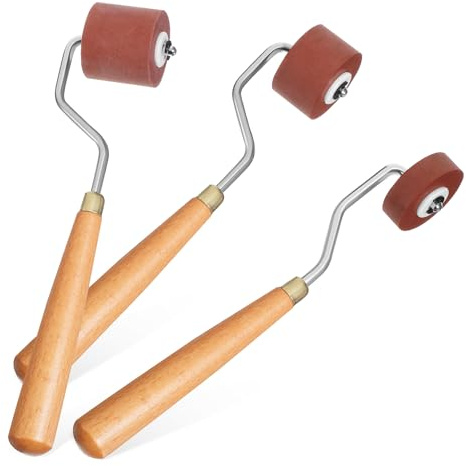 iplusmile 3 pièces Set de Rouleaux en Caoutchouc pour Linogravure Ergonomiques pour Impression Peinture et Collage Outils Polyvalents pour Loisirs Manuels