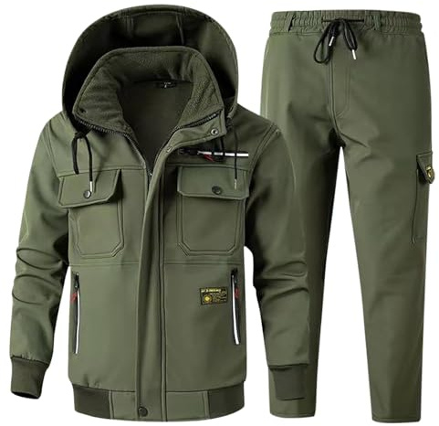 ZDSUHYIW Regenanzug Motorrad Herren 2 Teilig Regenanzug Tactical Übergangsjacke Combat Regenjacke Taktische Cargo Hose Warm Winter Uniform Set Militär Anzug Outdoor Jagdbekleidung