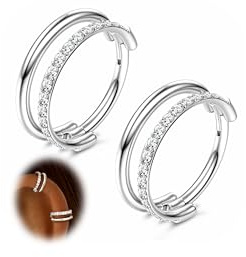 Helix Earrings Conch Piercing Jewellery Surgical Steel Hypoallergenic 16G Hinged Clicker Segment Rings Septum Double Nose Ring Daith Rook Cartilage Tragus Hoop Helix Piercing Jewellery 10mm Silver
