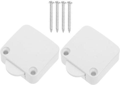 Interrupteur de Porte Blanc 2 Pièces pour Armoire 2a 12v-250v | Abs et Cuivre, Boucle de Corde et 4 Vis, Contrôle Marche Arrêt Cuisine et Dressing