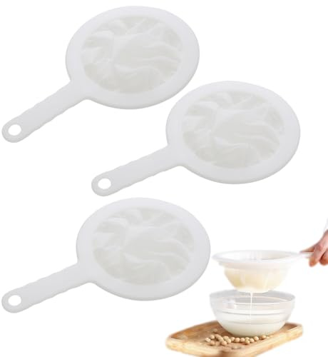Set di 3 Colini Fini in Plastica - Colino da Cucina per Yogurt, Farina e Miele, Setaccio Fine per Filtrare, Colino da Cucina Bianco in Plastica