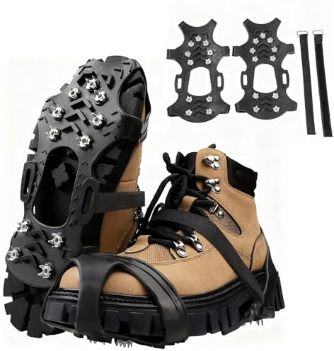 Steigeisen, 11 Noppen Eis Schnee Griffe für Schuhe und Stiefel, rutschfeste Winter-Eisklampen Silikon Edelstahl Eisgriffe Überschuhe Spikes Griffe Traktion für Winter Walking Wandern Klettern