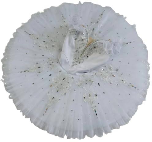 EFLALYHG Professionell Balett Tutu Flickor Platter Pannkaks Tutu Barnkläder Balettdräkter Scentävlingskostymer,White,170