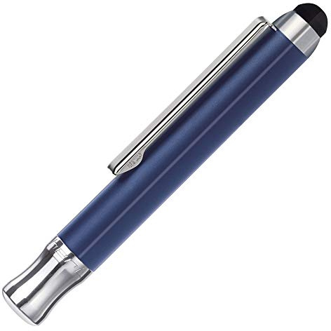 Taschenstempel personalisiert, 3 Zeilen, Heri 2302 mit Smart Pen, Schwarz | Schwarzer Taschenstempel mit Wunschtext in 3 Zeilen – 33 x 8 mm, ausklappbar, mit Smart Pen für Touchscreens, im Geschenketui
