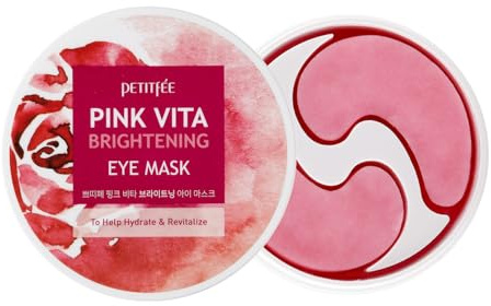 Pink Vita Brightening Eye Mask 60 Pieces (30pairs) - Rose and Vitamin B Eye Patch, Soft Bamboo Sheet Mask, Evens Skin Tone, Rose Extract, Vitamin Tree Extract, Radish Extract, Beet Root Extract