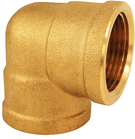 MegaHaustechnik Winkel 90° Grad aus Messing 3/4 Zoll IG x IG DN20 Innengewinde Innendurchmesser 24mm Gewinde Fitting Trinkwasser geeignet Rohr Verschraubung Kupplung Bogen Anschluss L Stück