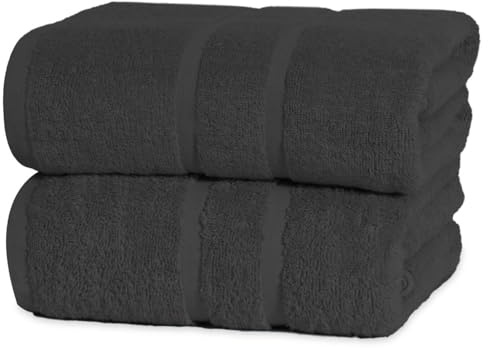 Westlane Linens Jumbo Bath Sheets 100 x 150 cm – 100% Ring Spun Cotton, Highly Absorbent & Quick Dry, Extra Large Super Soft Hotel Quality Bath Towels, Charcoal (Pack of 2)