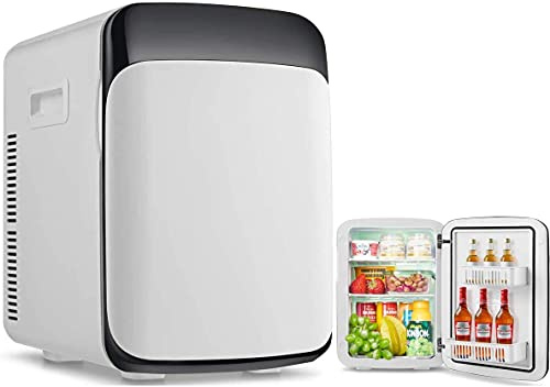 RELAX4LIFE 15L Mini Kühlschrank, elektrischer Kühlschrank mit Kühl- & Heizfunktion, Minibar Getränkekühler tragbar für Auto & Zuhause, 33 x 27 x 38 cm (Weiß)
