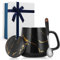 Regalos para mujeres, Regalos de cumpleaños para mujeres, Taza de café de cerámica jaspeada con tapa, Taza de café de cerámica y cuchara, Navidad, San Valentín, Día de la Madre, 12 oz/350 ml
