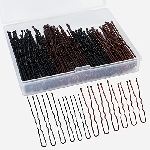200 Stück Haarnadeln Hochzeit, 5cm&6cm Bobby Pins Braut Braun Metall Haarklammern U-förmige Haarnadeln Schwarz mit Aufbewahrungsbox für Brautschmuck Haare Frauen Mädchen Hair Styling