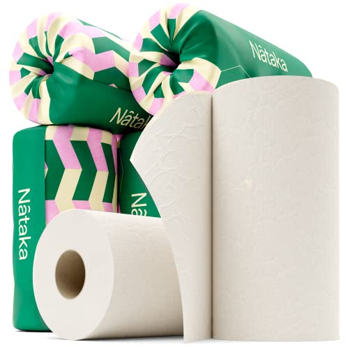 Bamboo Paper Towels, 6 Pack x 2-Ply Large & Eco Friendly Roll - Hypoallergenic, 100% Biodegradable, Plastic and Chemical Free, Absorbent Kitchen Towels