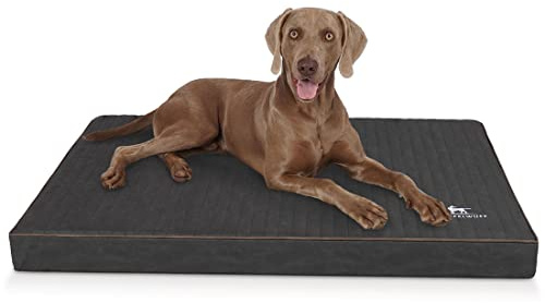 Knuffelwuff orthopädische Hundematte Palomino aus Laser-gestepptem Kunstleder XXXL 135 x 90cm Schwarz - rutschfeste Unterboden - leicht zu reinigen - für große, mittelgroße und kleine Hunde