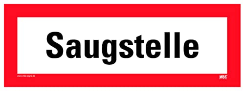 Aufkleber Hinweis Saugstelle Brandschutz Schild Folie selbstklebend ähnl. DIN 4066 | 297x105mm Made in Germany