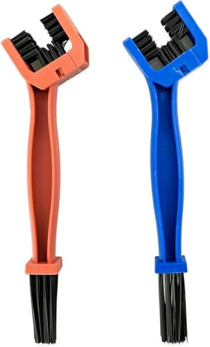 Brosse de nettoyage pour chaîne de vélo, brosse de nettoyage de chaîne de moto, brosse de nettoyage de chaîne de vélo, outil de nettoyage de frein et de saleté, bleu + rouge, 2 pièces