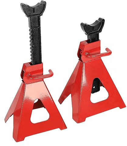 FSBCGT 6 Ton (12,000 LBS) Automotive Jack Stands, Heavy Duty Steel Car Lifting Stand for Garages, Repair Shops, Adjustable Height 14.6- 24, Red, 1 Pair
