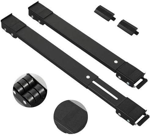 SMONTER Set of 2 Washing Machine Base Frame with Wheels (Load Capacity of 300 kg), Furniture Roller with Brakes, Transport Wheels for Washing Machine, Fridge, Dryer, Dishwasher, etc., Black