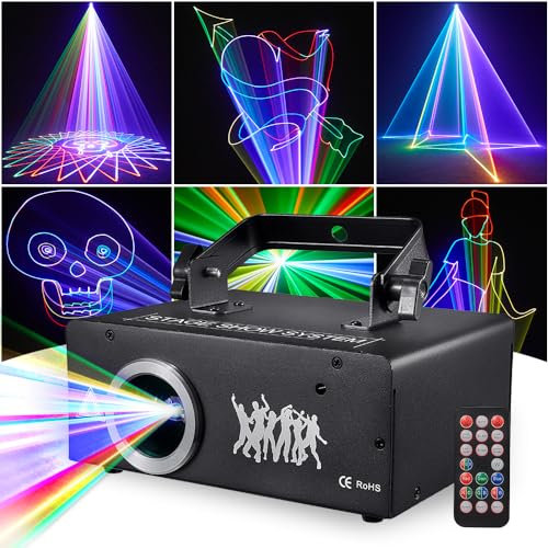 Eyeshot DJ Luci, Luce da Palcoscenico e Feste Animazione RGB 3D con Fascio Scansione Effetto, Auto, Musicale, Remoto e DMX Controllo per Luci da Festa Discoteca Club, Illuminazione di Scena e DJ