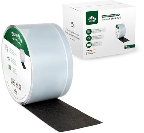 ALMO 4x Premium Fensteranschlussband für außen vollflächig Selbstklebend - Überputzbar mit Fingerlift - 100mm x 25m Fensterdichtband für den Außenbereich, Wind- und Schlagregendicht