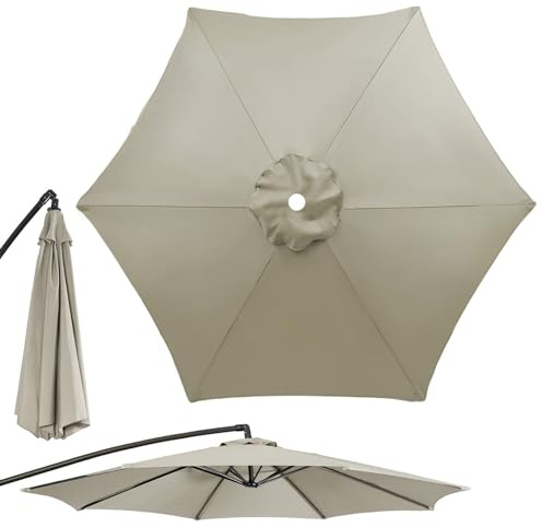 Market Patio Umbrella Canopy 6 Ribs/8 Ribs Canopy Replacement cover,2.0m/2.7m/3.0m Replacement Canopy Cover Outdoor Garden Parasol top Fabric (Color : Light Gray, Size : 6 ribs/2.7m)