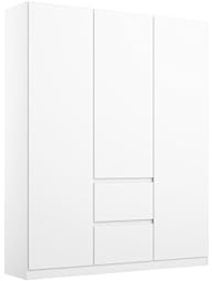 Rauch Möbel NIDDA, Kleiderschrank, Farbe Weiß, Breite 136 cm | Schrank, Kinderkleiderschrank, 3-türig, 2 Schubladen, Push-to-open, für Schlafzimmer, Babyzimmer, Garderobe