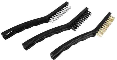 Hsthe Sea Borstset 3 stycken, rostfritt stål, mässing och nylon för att ta bort färg, rost och korrosion, rengör kakel, dammborttagare och mer. (svart)