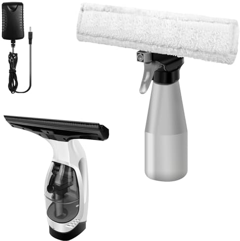 Window Vac Cordless Vacuum Cleaner Electric Squeegee Handheld Vacuum Cleaner Cordless Rechargeable Power Kit, Streak-Free Cleaning, 150ml Water Tank, Drip & Streak Free Glass Cleaning, Lightweight
