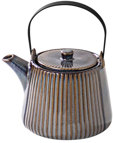 Yundu Braun Teekanne Porzellan, 1000ml Keramik Mit Abnehmbarem Tee-Ei, Teesieb für Losen Tee, Siebeinsatz