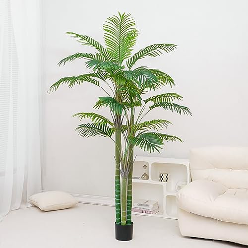 GXXINGIN Künstlicher Pflanzenbaum, 1,5 m/2 m, künstliche Palme, grüne Kunstpalme im Topf, für den Innen- und Außenbereich, Haus, Heimbüro, Moderne Einrichtung, Einweihungsgeschenk (Größe: 2 m (6,6 F