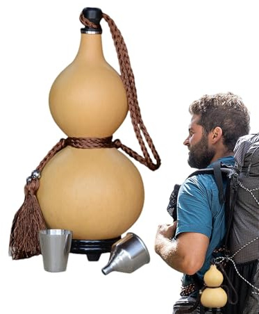 Genérico Botella de Agua de Calabaza Natural con Cuerda de Borla - Adorno Feng Shui Chino Hu Lu, Portátil para Exteriores