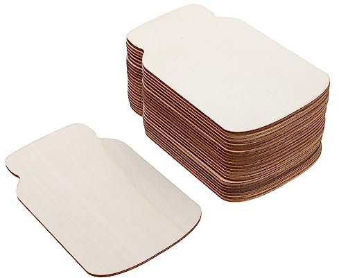 JEWEDECO 24pcs Unfinished Wood Slices and Wooden Plaques DIY Mason Jar Shape for Craft Projects and Home Decoration Suitable for Painting and Personalization