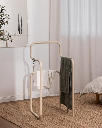 Metallbude Herrtjänare JAMES – Cashew – modernt klädställ av pulverlackerat stålrör, rep-, stöt- och slagtålig – 42,5 x 42,5 x 89,5 cm
