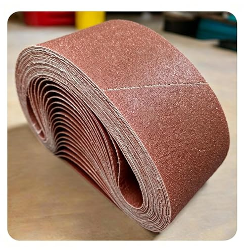 GZKTY slipband 75 x 533 mm, set med 25 stycken, kornstorlekar (P80x5, P120x5, P150x5, P240x5, P320x5), för bandslipmaskiner