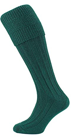 Edozos Calzini da kilt scozzesi tradizionali da uomo, in misto lana, di alta qualità, per matrimoni, Hogmanay, abbigliamento scozzese, taglia 39-45, Verde, 6-11