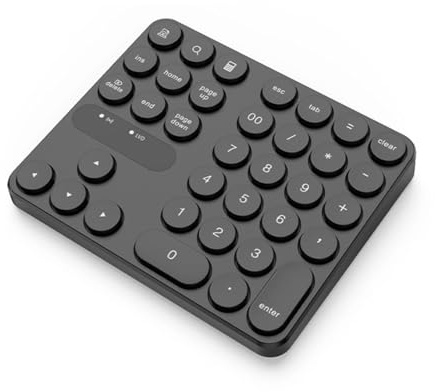 Jectse Número Inalámbrico Pad, 35 Keys 2.4G Teclado Numérico con Receptor, Touch Silencioso Portátil Recargable Contabilidad Financiera Numpad Keyboard para Android para OS X