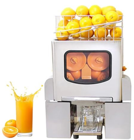 Exprimidor Cítricos Eléctrico Comercial,e-xtractor automático zumo naranja,sistema automático pelado filtrado,30 naranjas/minuto,2 cubetas recolectoras,e-xtraíble para limpieza,bajo nivel ruido