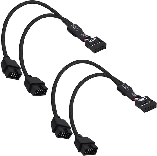 YARCHONN Placa Madre USB Cabecera Splitter Y Cable USB 2.0 9Pin Hembra a Doble 9Pin Macho Placa Madre Cabecera Splitter Hub 1 a 2 Convertidor Cable de Extensión Adaptador-15cm-2pcs