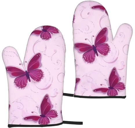 Gants de cuisine imperméables pour barbecue Motif papillon Rouge 5,9 x 27,9 cm