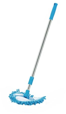 BAZEITFLOW Ausziehbarer Kleiner Dreiecksmopp mit Reinigungsmopp 180° Drehbar für Schwer Erreichbare Ecken und Glasreinigung Kunststoff Blau