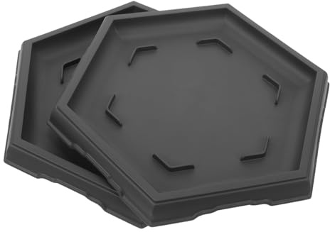 TOBBOMEY 2 Pezzi Vassoio Esagonale per Vaso Piante in Plastica Resistente Piattino Raccogligocce Supporto Drenaggio per Bonsai e Fioriere Antiscivolo e Facile da Pulire