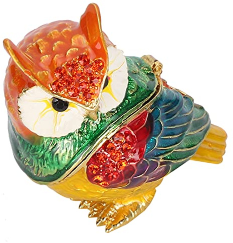 Tomedny Eule Graving Box, Scharniere Schmuck Box Eule Figur Scharnier Display Halskette Schmuck Organizer Sammlung Tierfigur Home Dekorative Handwerk Schmuckschmuckboxen