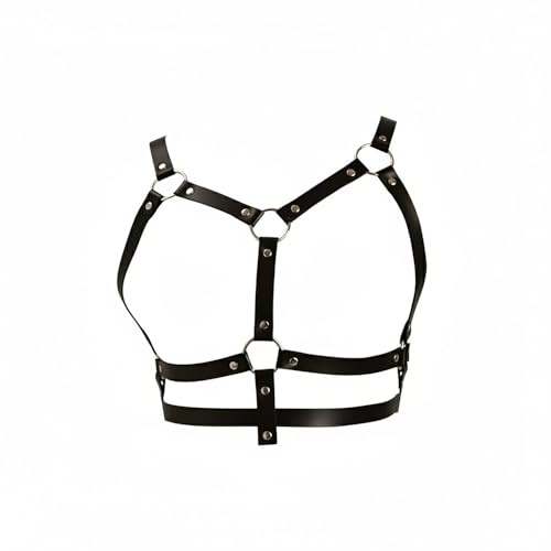 XFSRG Punk Harnais Femme en Cuir Sexy Goth Chaîne de Corps Ceinture Réglable pour Cosplay Party Rave(Noir#2)