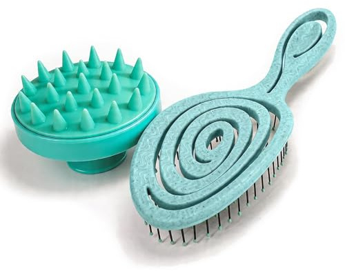 Scalp Massager Shampoo Brush for Hair Growth & Detangling Hairbrushs to Reduce Hair Loss, Silicone Head Massager Scalp Exfoliator and Bristle Brushes for Shower, for Wet/Dry Hair, Women Men