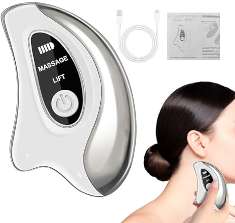 Massaggiatore per il Viso Dispositivo di Massaggio per il Collo 2 in 1 | Massaggiatore Elettrico Gua Sha Per Donne Mogli Madri Professionisti Amanti Spa Viaggiatori Casa Viaggio E Routine