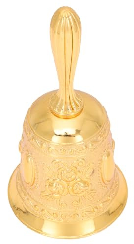 Beavorty Campanello da Tavolo in Metallo Vintage a Mano, Campana da Scrivania Rilievo Europeo per Servizio Ristorante, Bar e Decorazione Casa, Leggero e Portatile