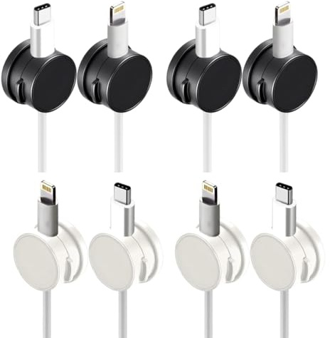 Clip de Cable Ajustable Organizador, 8 Piezas, Cables Magnético Cable Management, Duraderos & Ahorra Espacio, soporte de cable de carga para teléfono móvil, accesorios de oficina de escritorio