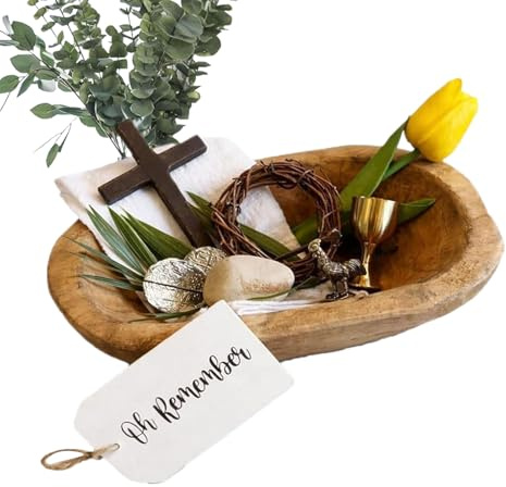 -Deko-Tablett,Holzdekoration mit religiösem Kreuz,Kreuz- und Grabesdekoration - Für den Innen- und Außenbereich: Wohnzimmer, Büro, Garten
